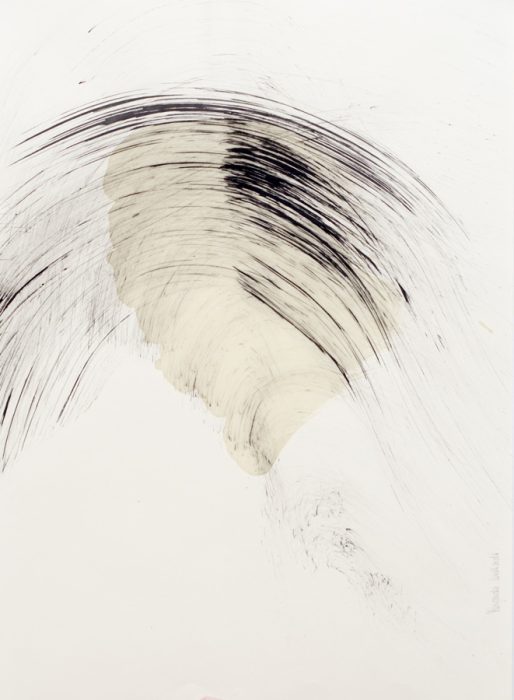 Margareta Leuthardt | Embrace | Chinese ink |Wax on endpaper | H 70 x W 50 cm